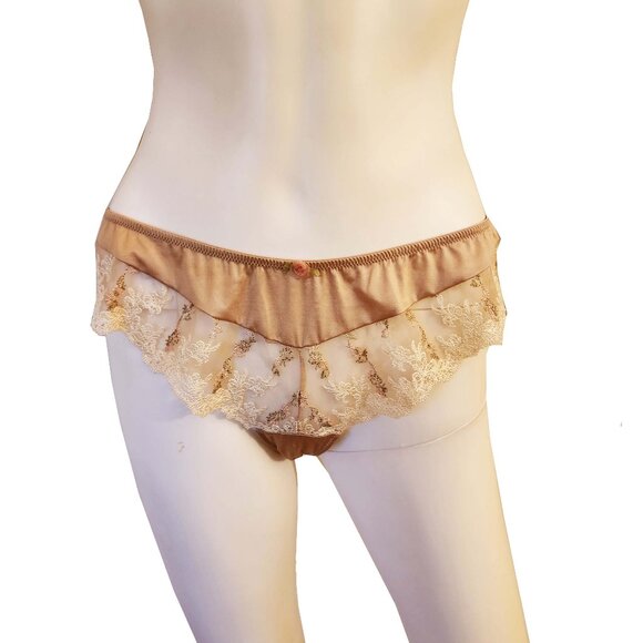 Vintage Felina Lace Embroidered Hipster Thong Panty